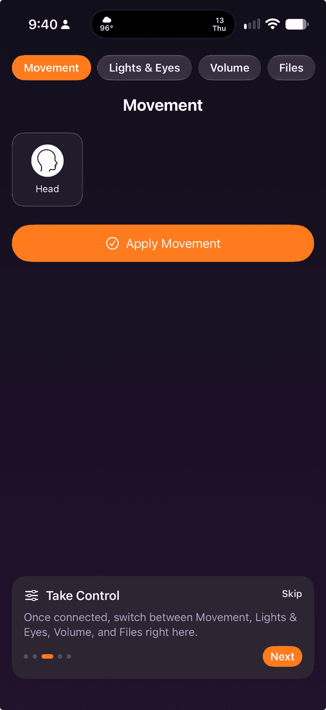 Movement controls screenshot
