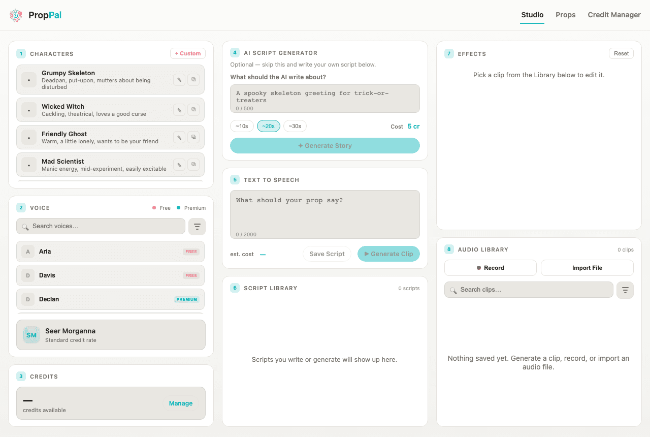 Sound Studio in the PropPal web app